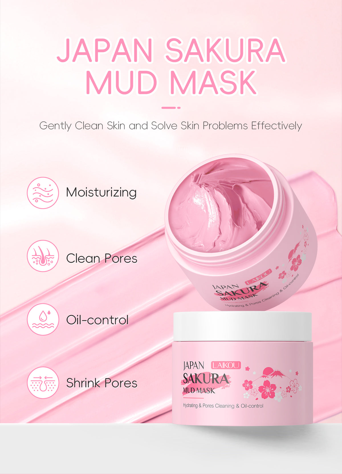 LAIKOU Sakura Mud Mask Deep Cleansing